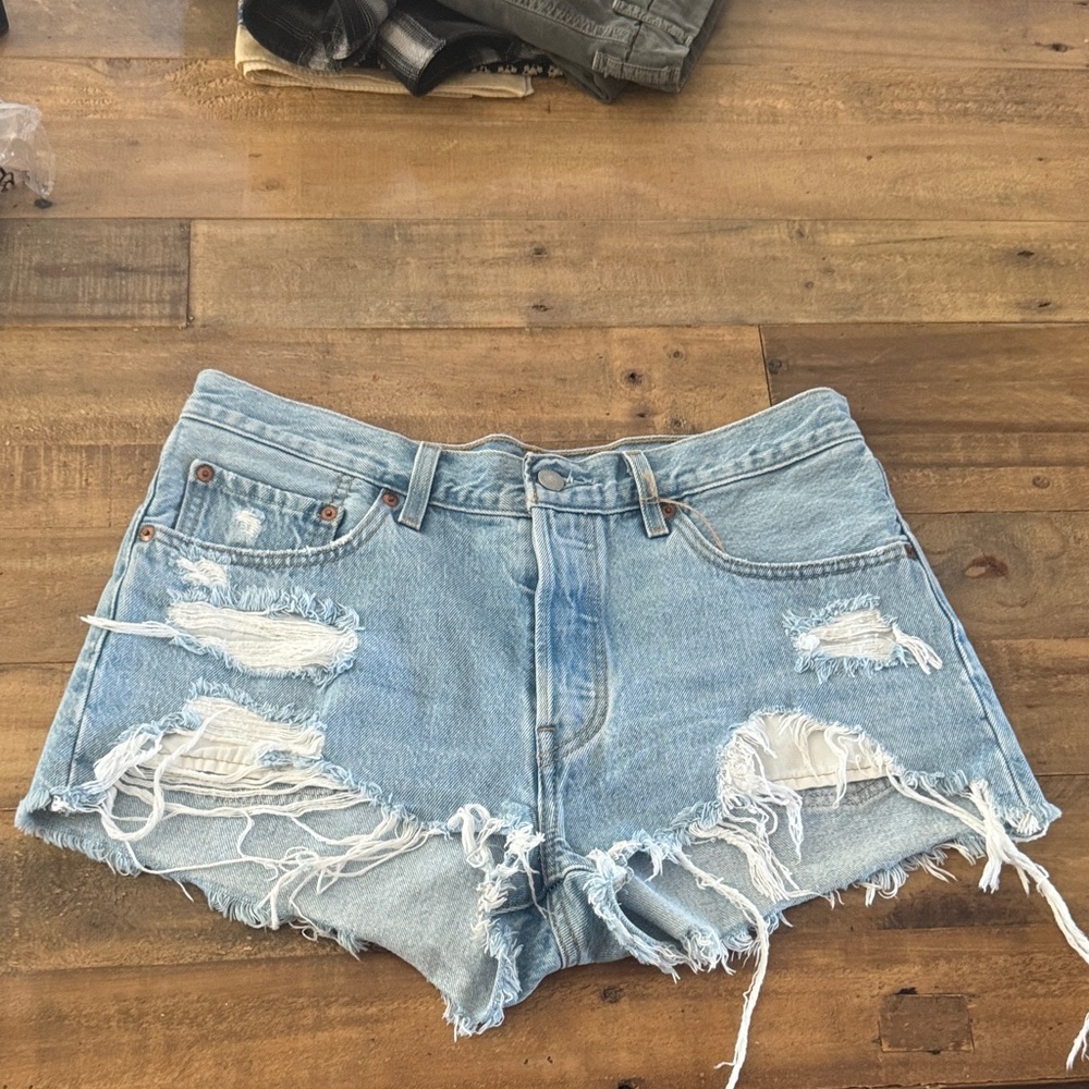 Levi's Light Blue Distressed Jean Shorts